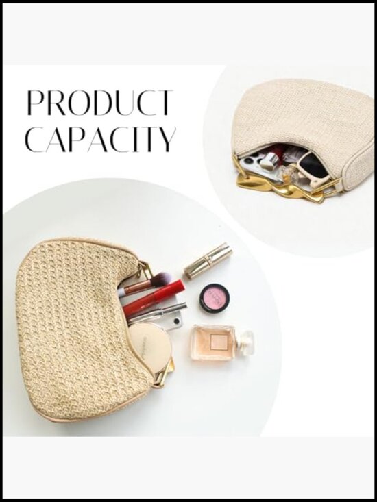 Boho Chic Woven Straw Hobo Tote Handbag Mini Summer Beach Purse - Picture 4 of 7